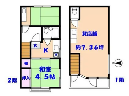 大門通戸建店舗(ワンルーム)の間取り写真