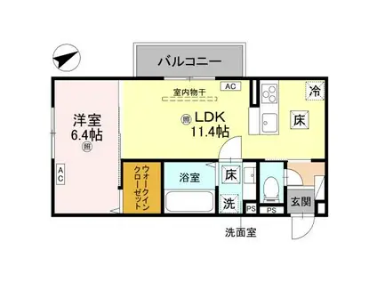 D-REGALO江守中(1LDK/1階)の間取り写真