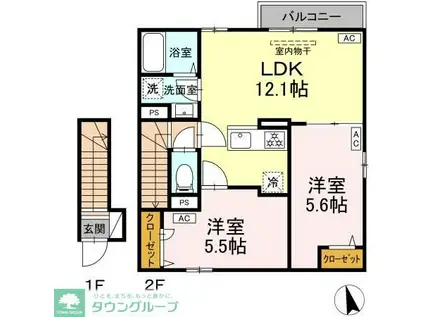 セレスティア平和台(2LDK/2階)の間取り写真