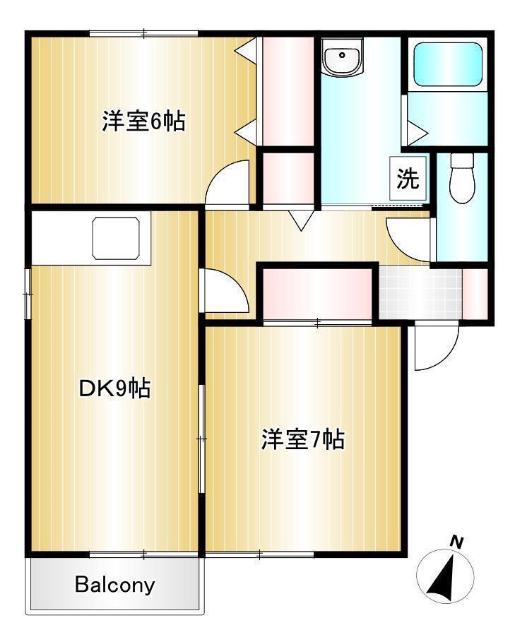 セジュール桜(2DK/2階)の間取り写真