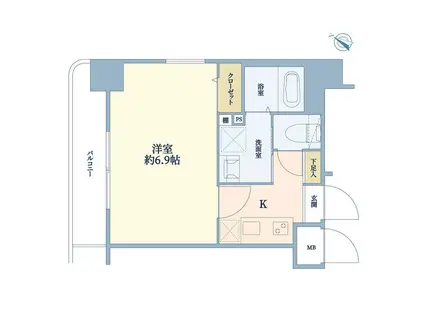 グリフィン横浜・東口(1K/7階)の間取り写真