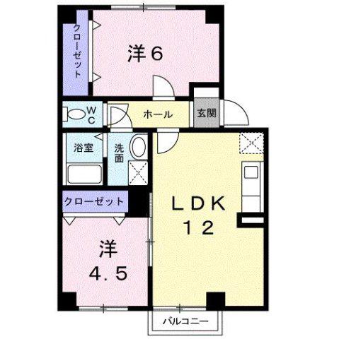 ヴィル・フォーレIB(2LDK/2階)の間取り写真