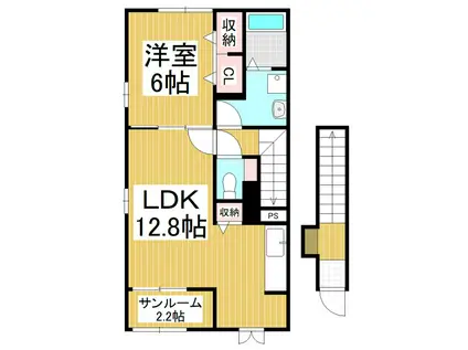 ミルクロワール II(1LDK/2階)の間取り写真