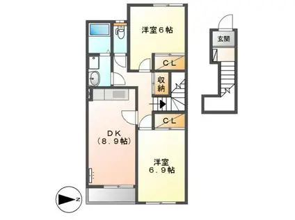エクシードIII(2DK/2階)の間取り写真