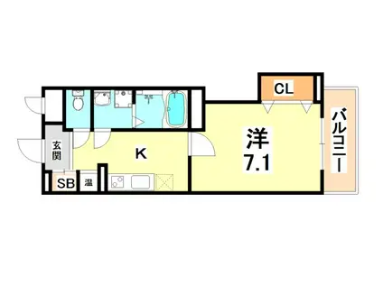 ラ・ウェゾン大石南町(1K/1階)の間取り写真