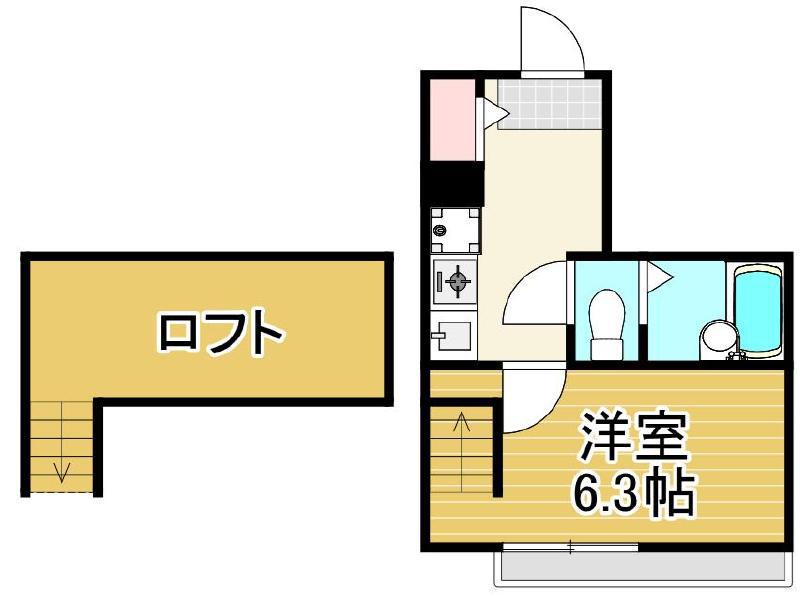 レジデンス江北(1K/3階)の間取り写真