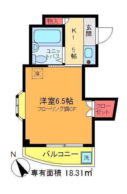 フラットリット(1K/2階)の間取り写真