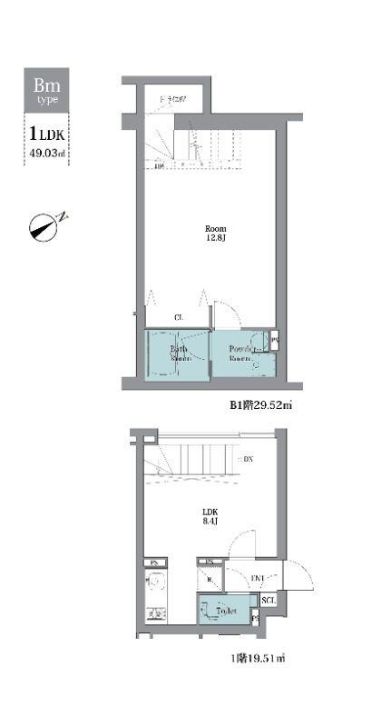 LEGALAND祐天寺(1LDK/1階)の間取り写真