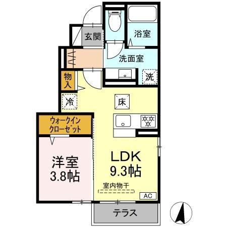 ベルファイン(1LDK/1階)の間取り写真
