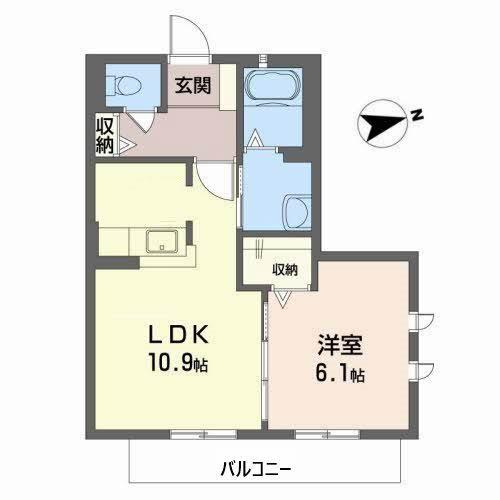 シャーメゾン ぺリフェリーア(1LDK/2階)の間取り写真