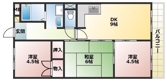 テルース21(3DK/3階)の間取り写真
