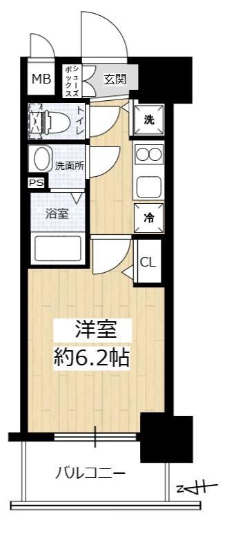 ララプレイス梅田西イルミナーレ(1K/2階)の間取り写真