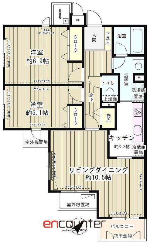 パティオ成城(2LDK/2階)の間取り写真