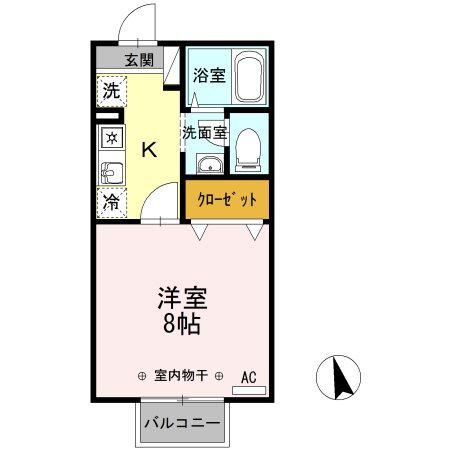 セブンヒルズラポート(1K/2階)の間取り写真