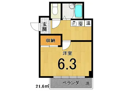 ソレイユ葛野(1K/3階)の間取り写真