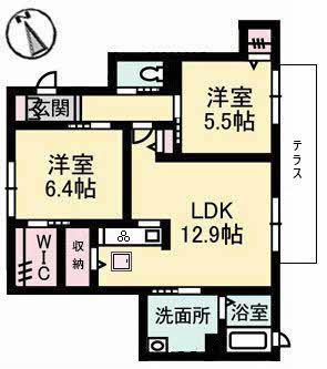 ブリーゼ・モールA棟(2LDK/1階)の間取り写真
