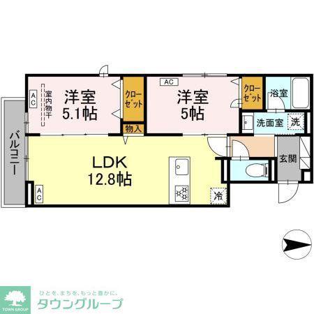 セレスティア西新井II(2LDK/2階)の間取り写真