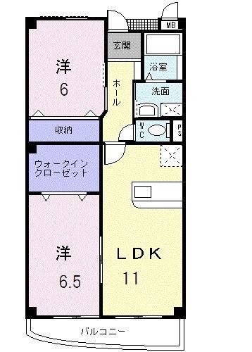 グランコート(2LDK/2階)の間取り写真