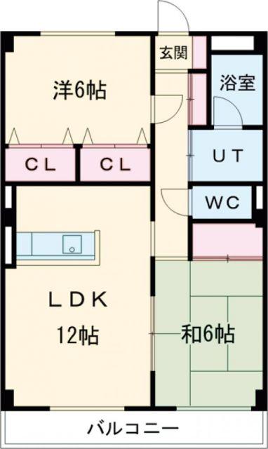 ハツミマンションB(2LDK/1階)の間取り写真