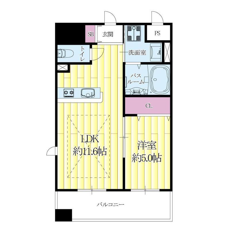 第1関根マンション(1LDK/8階)の間取り写真