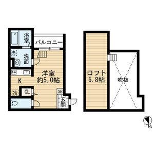 ドリームスクエア(ワンルーム/2階)の間取り写真