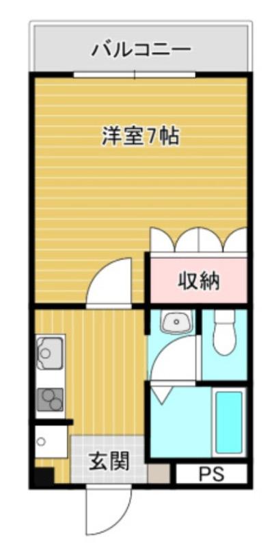 ウエストヒルズ(1K/1階)の間取り写真