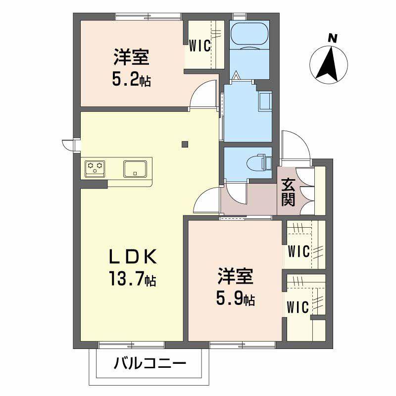 アプリコット下堀(2LDK/2階)の間取り写真