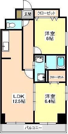 ヴェルデシオン(2LDK/7階)の間取り写真