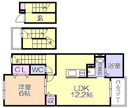 サウスウィンドII(1LDK/3階)の間取り写真