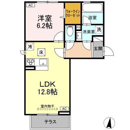 DーROOM新白河 II(1LDK/1階)の間取り写真