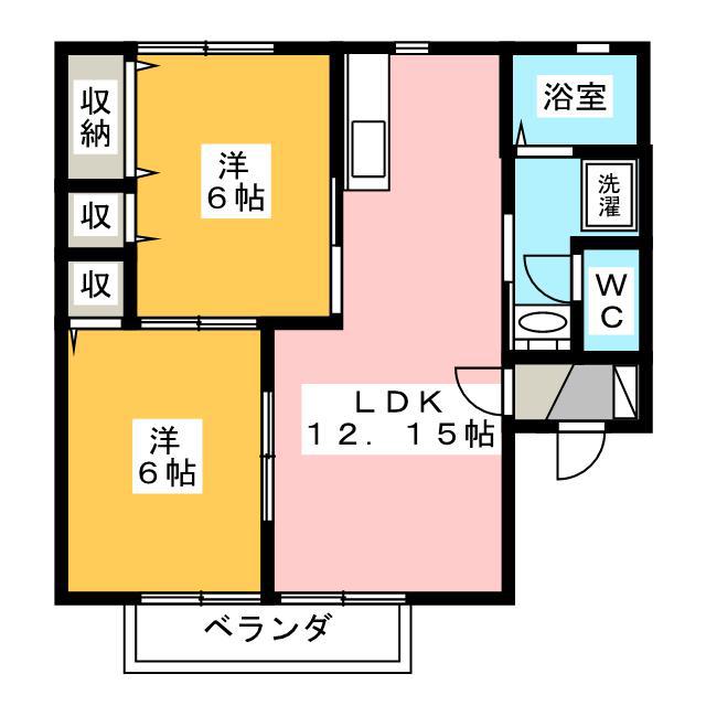 グリシーナ A B(2LDK/2階)の間取り写真