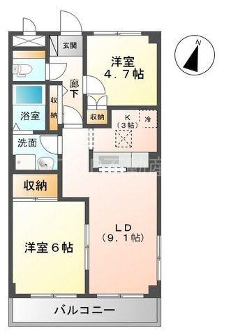 パールハイツ蘇我I(2LDK/1階)の間取り写真