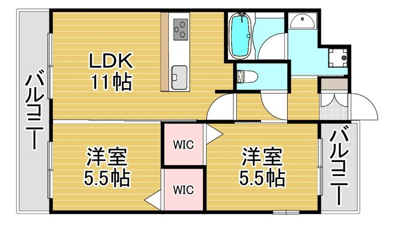 プランドール高砂(2LDK/9階)の間取り写真