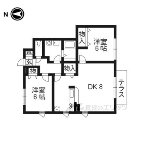 シャーメゾン花園(2LDK/1階)の間取り写真