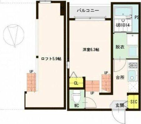 ハーモニーテラス葉山(1K/1階)の間取り写真