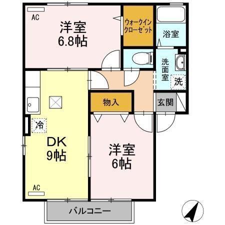 セジュール美里 B棟(2DK/1階)の間取り写真