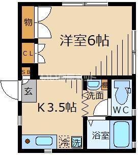 イルソーレ(1K/1階)の間取り写真