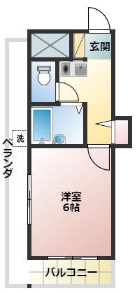 プレーンラック(1K/6階)の間取り写真