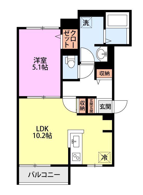 川口市朝日2丁目AP(1LDK/2階)の間取り写真