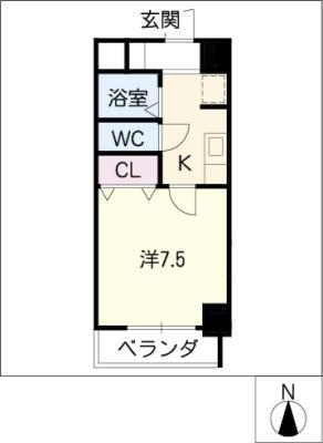 グランビル金山(1K/6階)の間取り写真