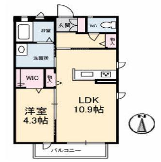 SAKURAII(1LDK/2階)の間取り写真