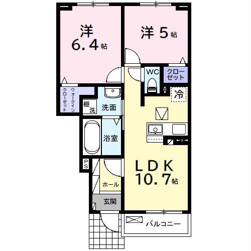 ラポールIII(2LDK/1階)の間取り写真