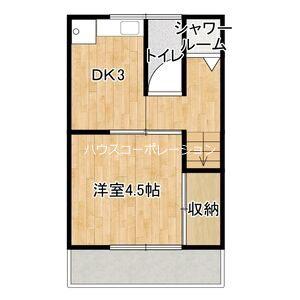 尼崎市瓦宮アパート(1DK/2階)の間取り写真