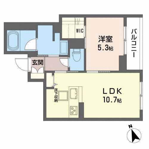 BIANCA愛宕橋(1LDK/1階)の間取り写真