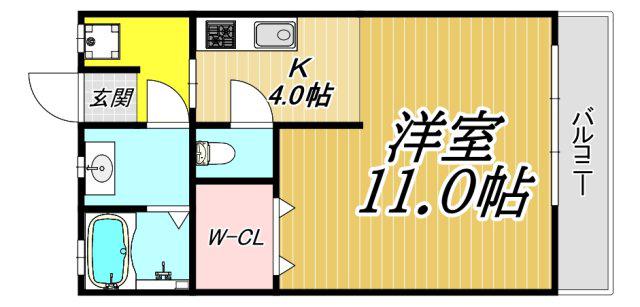 武富レジデンス1番館(ワンルーム/3階)の間取り写真