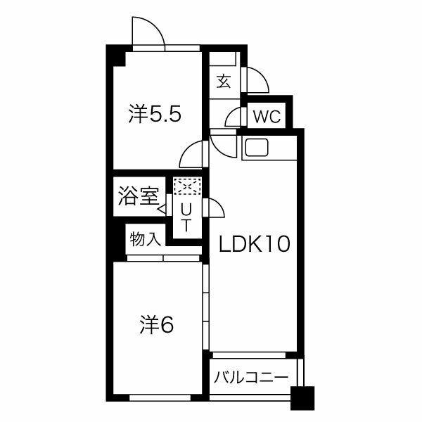 ラ・ムーネ・ミ(2LDK/4階)の間取り写真