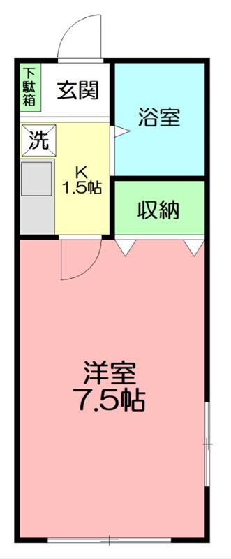 プリンス藤沢(1K/1階)の間取り写真