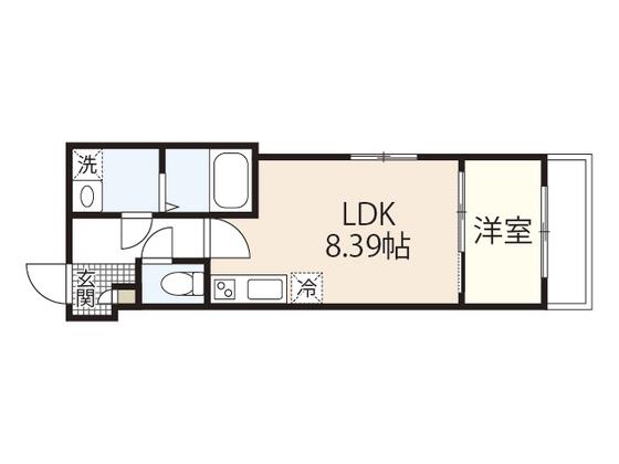 セブンプロート江波東(1LDK/1階)の間取り写真