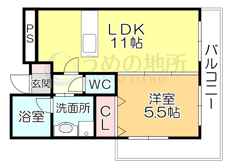 ブランドルフ(1LDK/4階)の間取り写真
