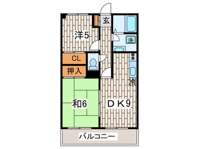 メイフェアーNO.5(2DK/2階)の間取り写真